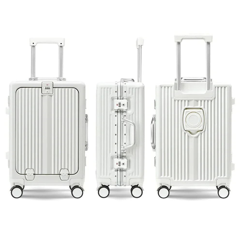 20 Inch Aluminum Rolling Trolley Case Cabin Suitcase Spinner Wheels TSA Locks Travel Luggage With TSA Lock For Men Women