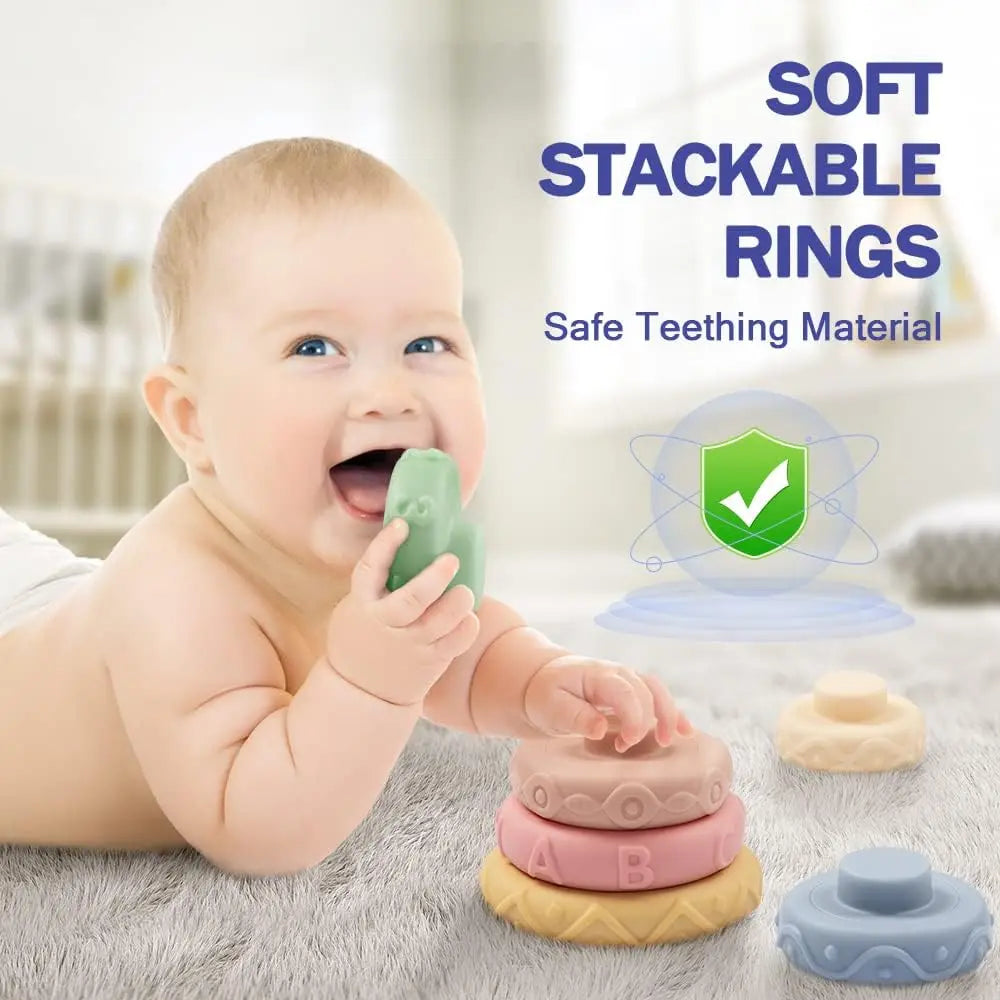 Stacking Blocks & Teething Rings & Sensory Balls for Development