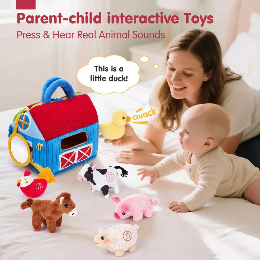 Baby Toys 612 Months Surprise Barn with Stuffed Farm Animals with Real Sounds Montessori Toys for 6 Month Old Baby 1 Year