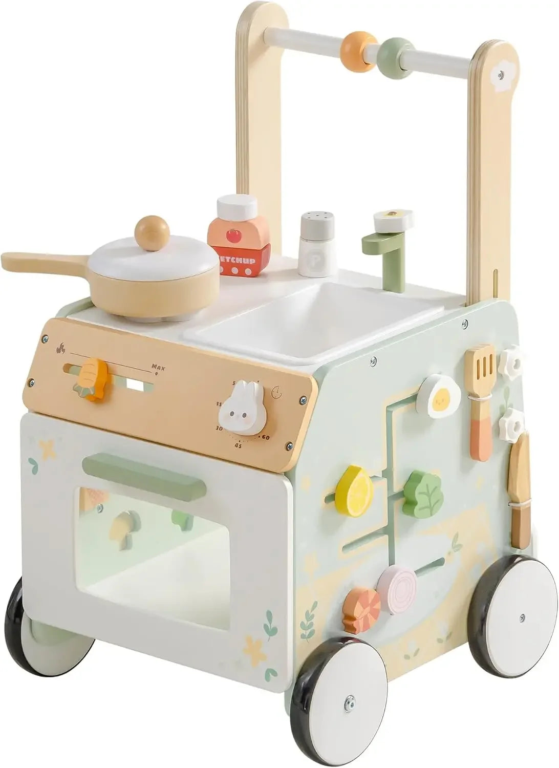 Robud Adjustable Height Speed Wooden Baby Walker Push Toy