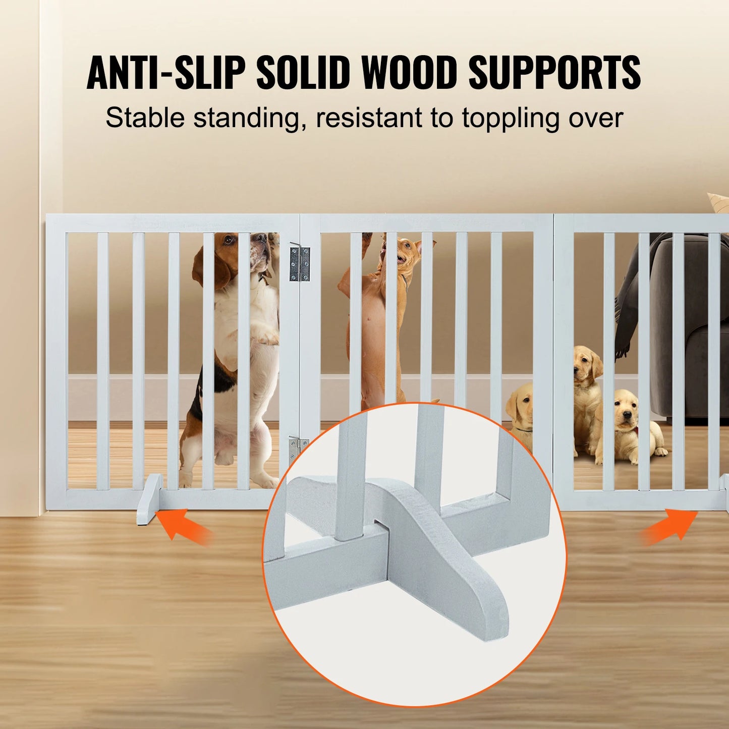 SucceBuy Free Standing Dog Gate Freestanding Pet Gate 3 Panels Foldable Dog Gate for Narrow Passageways Expandable Barrier