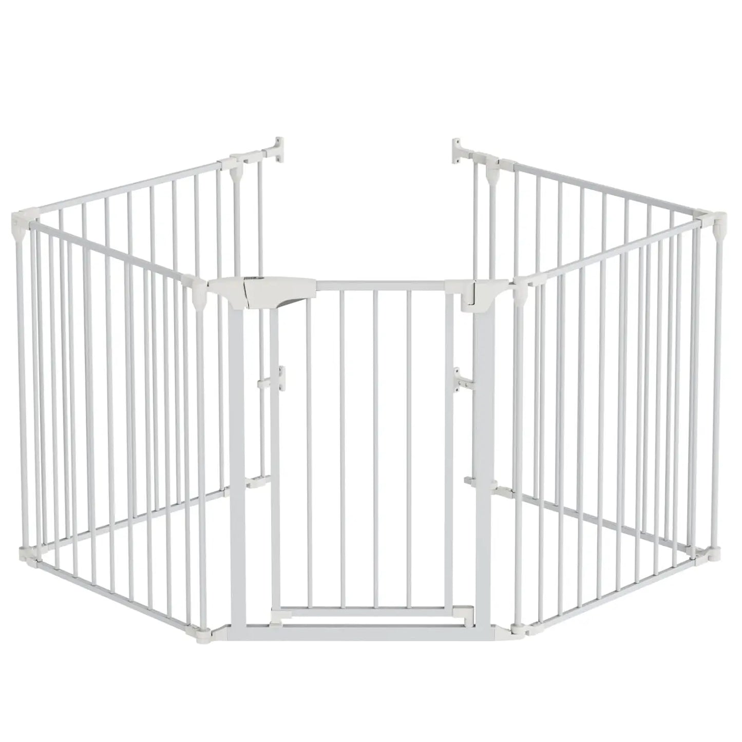 Wide Configurable Baby Gate, Fireplace Safety Fence/Guard, Adjustable 5-Panel Metal Play Yard for Toddler