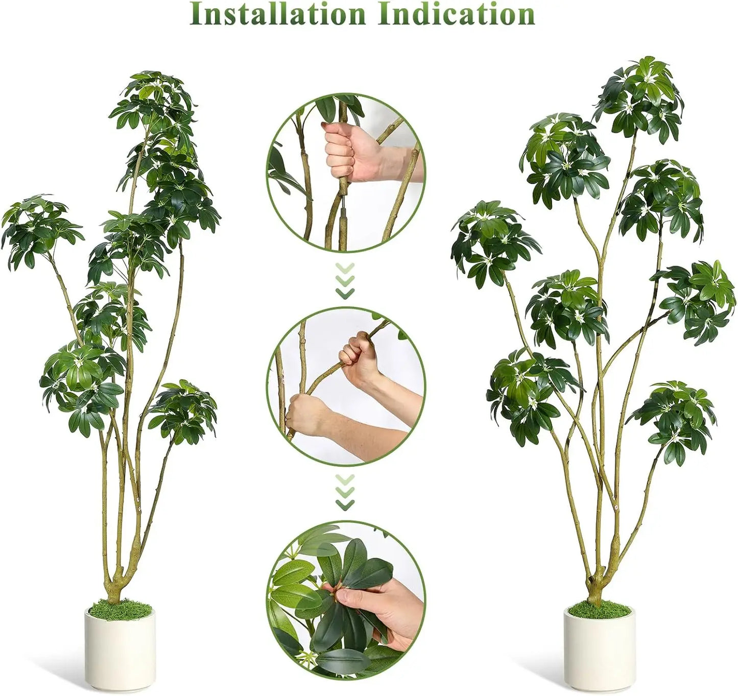 150-210 cm Tall Fake Plant Indoor,Faux Tree Fake Trees in Decorative White Planter with Multiple Trunks Design for Home