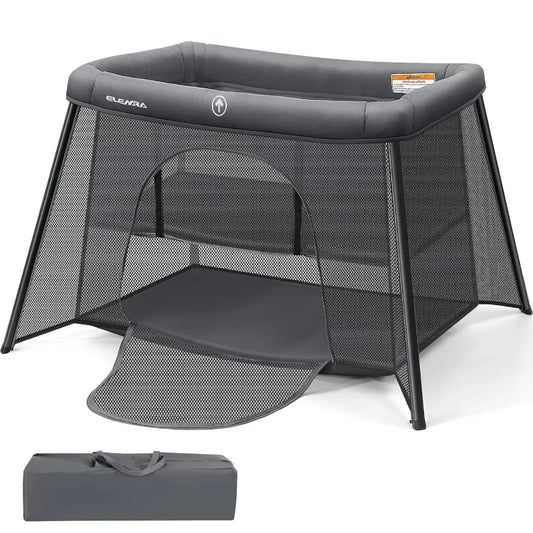 2 in 1 Baby Travel Crib Easy-Set Up Portable Crib with Comfortable Mattress and Lightwght-Foldable Crib