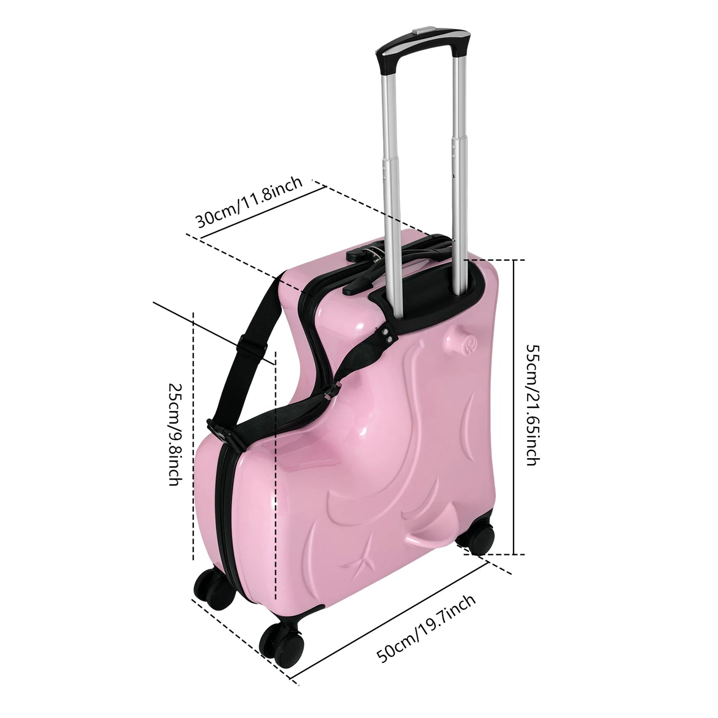 Ride-On Travel Suitcase for Kids 3-6 Years, 20" Large Capacity Hardshell Luggage with Safety Belt & 4 Silent Wheels