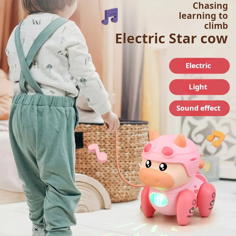 Cute Music Cow Toy For Kids - Dancing Crawling Toy, Can Light Up, Simulates Walking