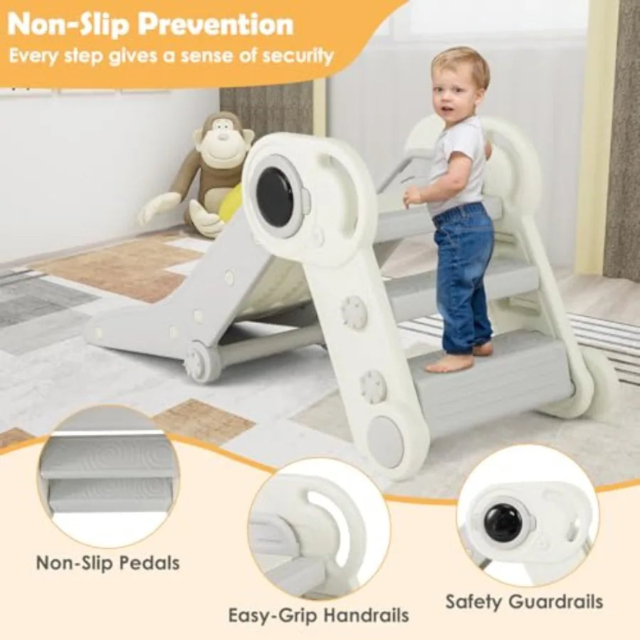 Toddler Slide Foldable Slide for Toddlers Aged 18+ Months 2 in 1 Indoor Folding Freestanding Baby Climber Playset Playground