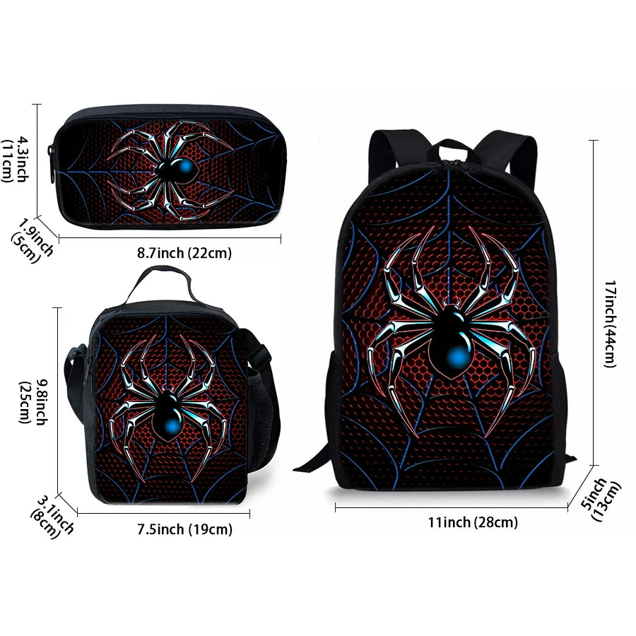 Spider Pattern Three-Piece Set Backpack