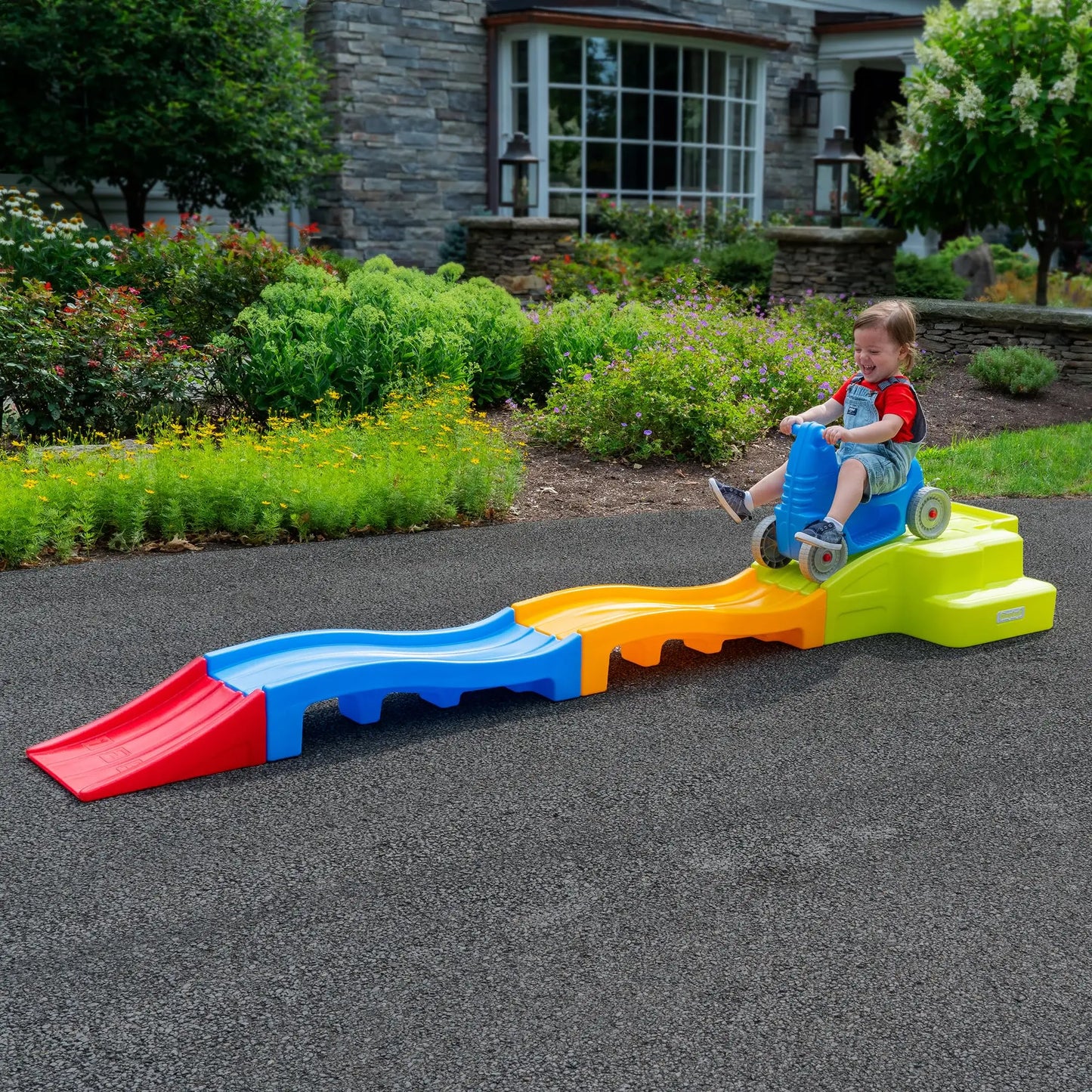 Deluxe Expandable Roller Coaster with Tracks Downhill Race Track for Kids Toddlers Indoor Outdoor Ride On Toy Ages 2-5