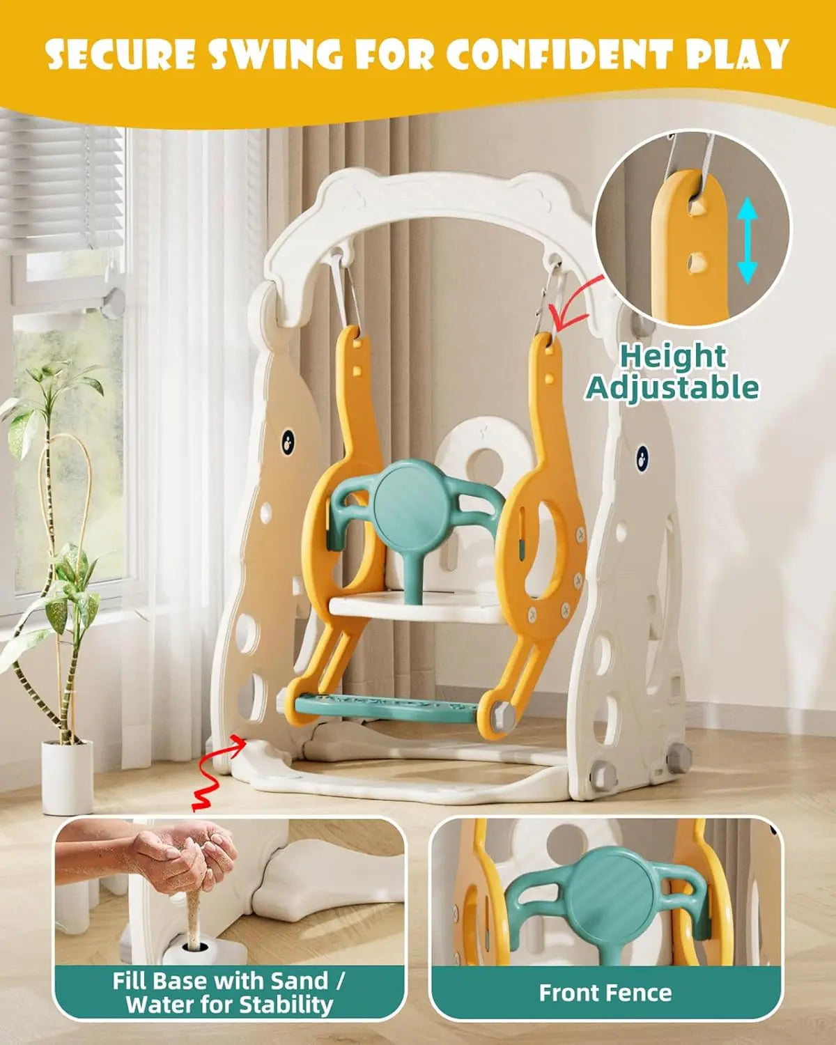 6 in 1 Toddler Slide and Swing Set Outdoor Playset Kids Slide for Toddlers 1-3 Indoor Playground Baby Climber Toys
