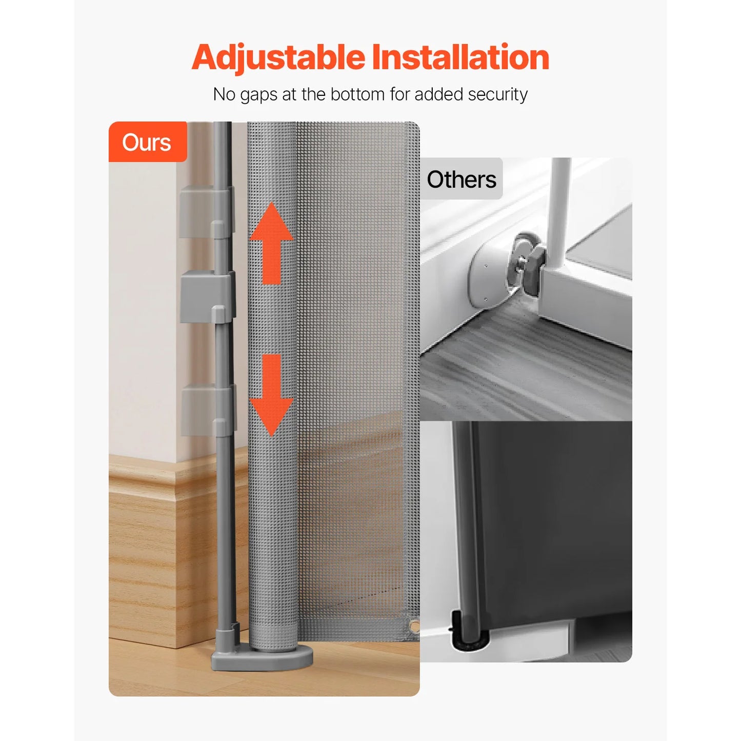 SucceBuy 55/71/110in Retractable Baby Gate 34in Tall Extends Wide Retractable Gate for Kids Mesh Material Easy to Install