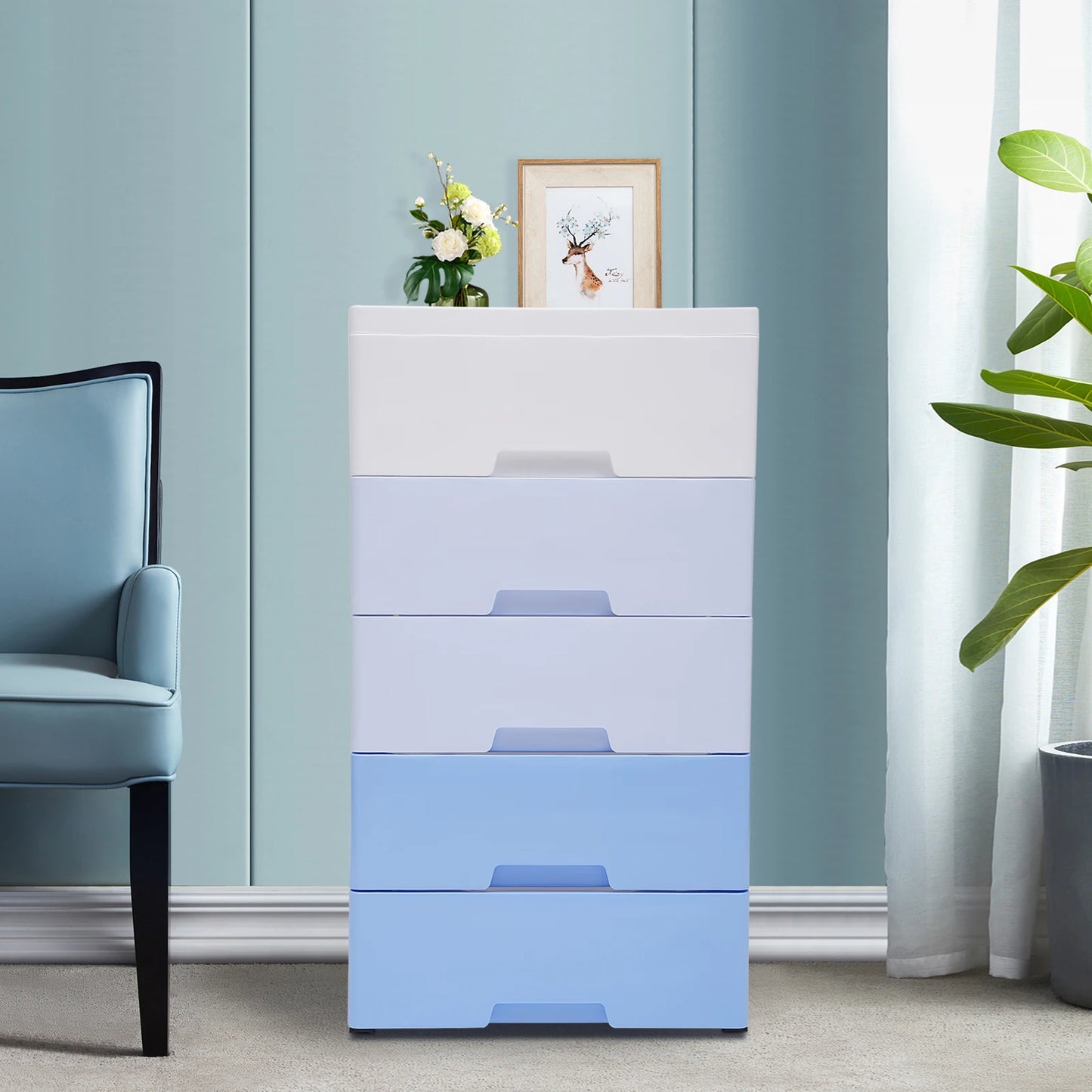 5 Drawers Storage Closet Drawers Cabinet Drawers Dresser Bedroom Cabinet Plastic