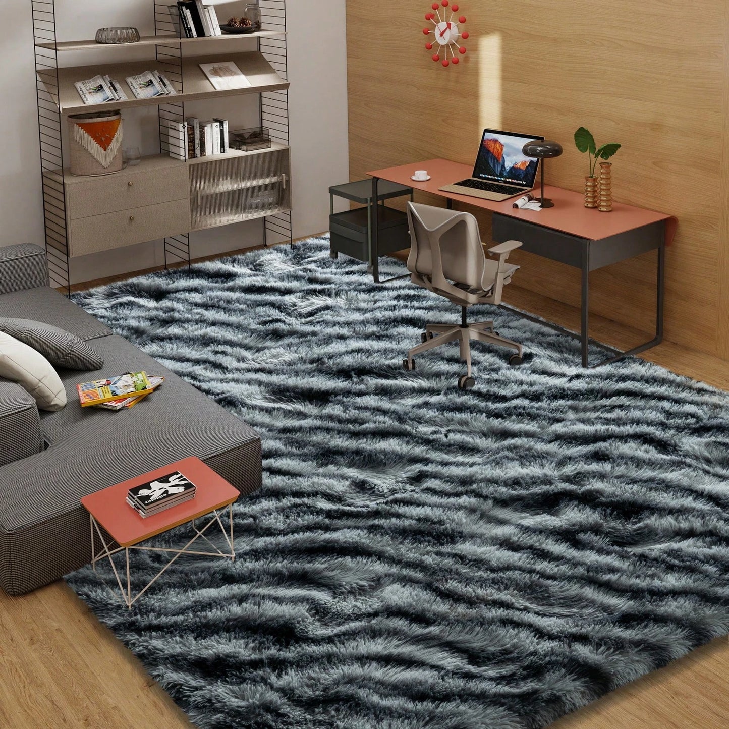 Gnizama Fluffy Long Shag Zebra Print Rug for Bedroom, Washable Large Living Room Area Rug, Super Soft Indoor Plush Rug.