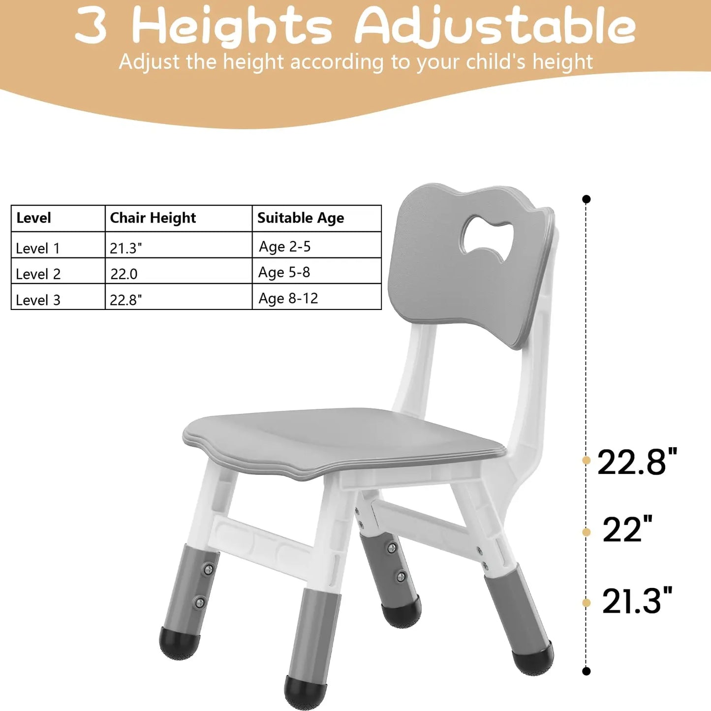 2pcs Stackable Adjustable Kids Chair