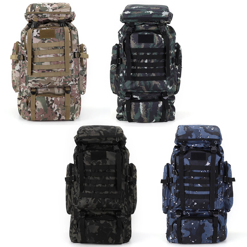 80L Mountaineering Backpack 600D Oxford Cloth Trekking Backpack Multiple Pockets Mountain Climbing Rucksack Travel Accessories