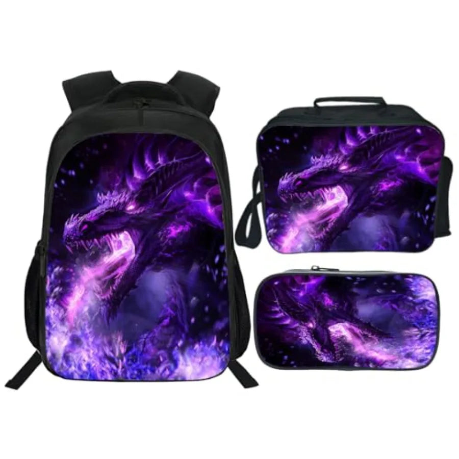 Backpack School Bookbag 16inch Schoolbag With Lunch Box Bag And Pencil Case Set For Boys Girls