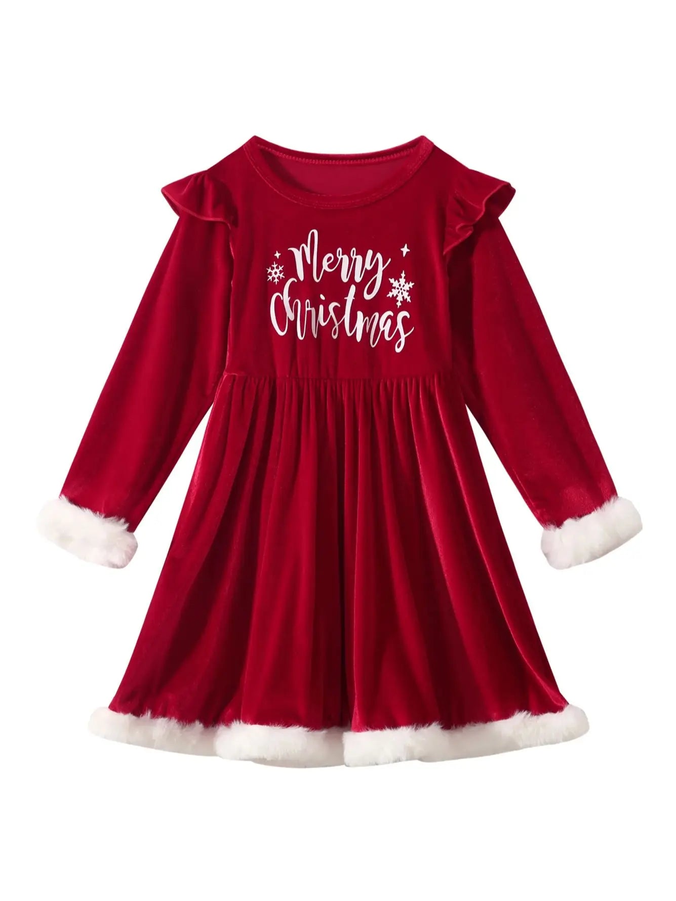 Girls Halloween Christmas Dress Letter Print Long Sleeve Crewneck Party Wear Autumn Winter Fashion Cute Versatile Outfit