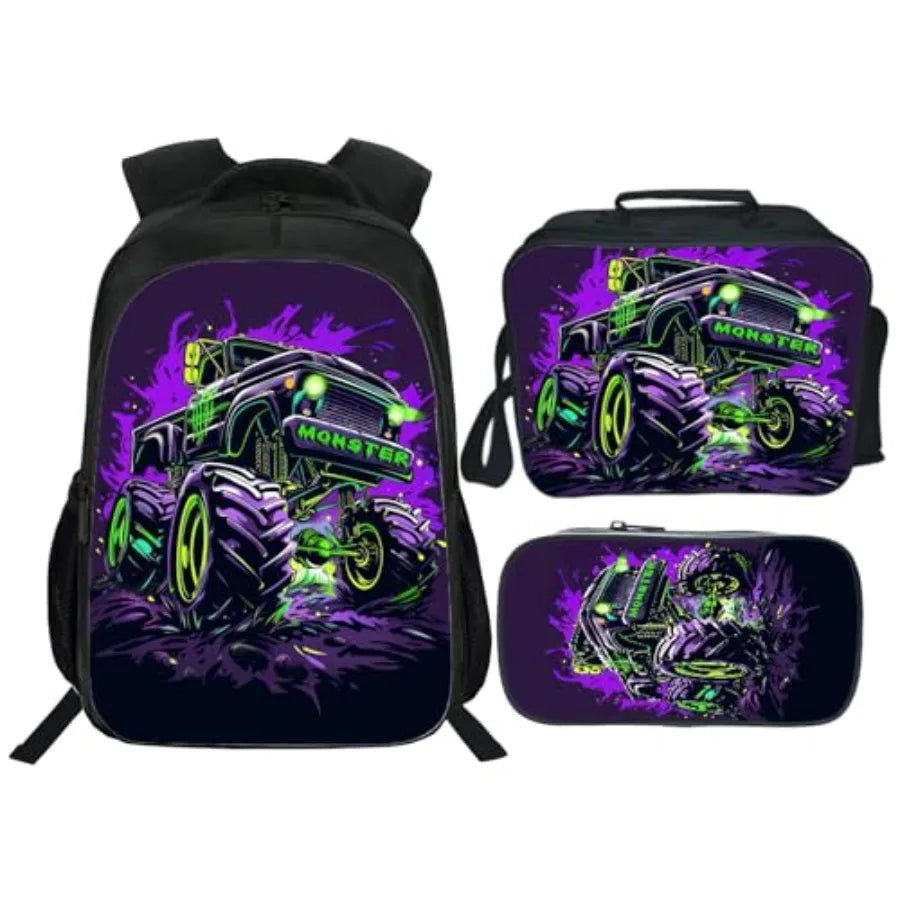 Backpack School Bookbag 16inch Schoolbag With Lunch Box Bag And Pencil Case Set For Boys Girls