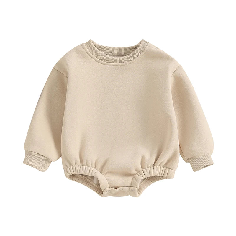 Newborn Baby Boys Girls Winter Jumpsuit Infant Warm Fleece Hooded Romper Toddler Solid Color Casual Outfit Coat