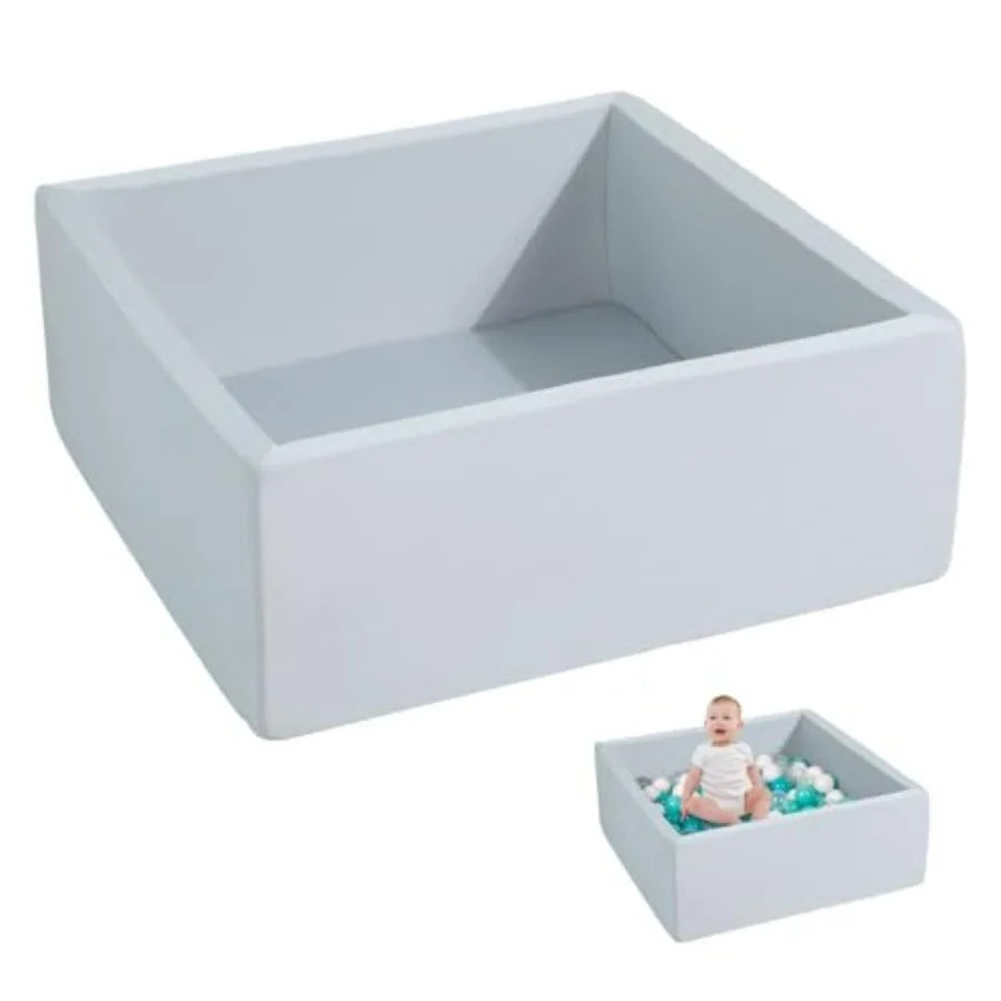 Square Foam Ball Pit for Toddlers Soft Play Toy Light Gray Ideal Gift for Kiddie Pool