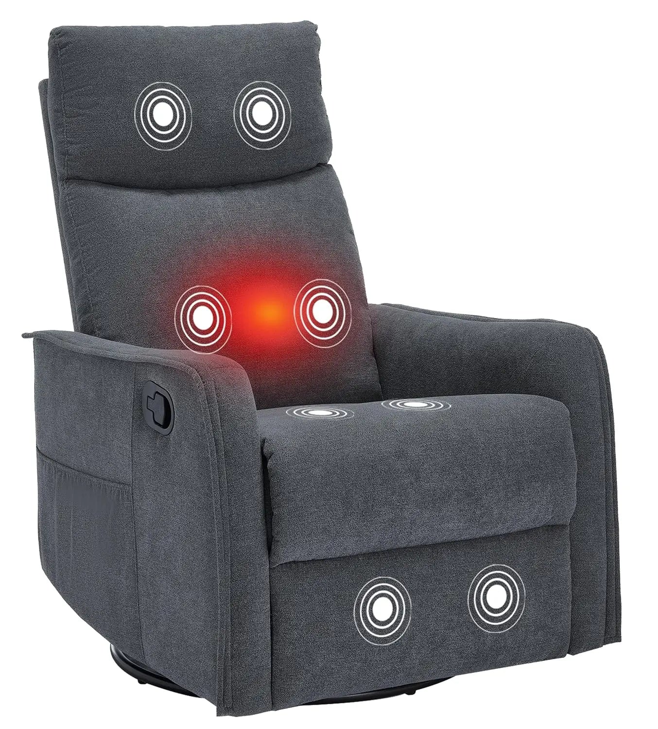 360 Swivel Rocking Recliner Chair for Adults, Nursery Rocking Chair with Heat and Massage, Glider Reclining Chair