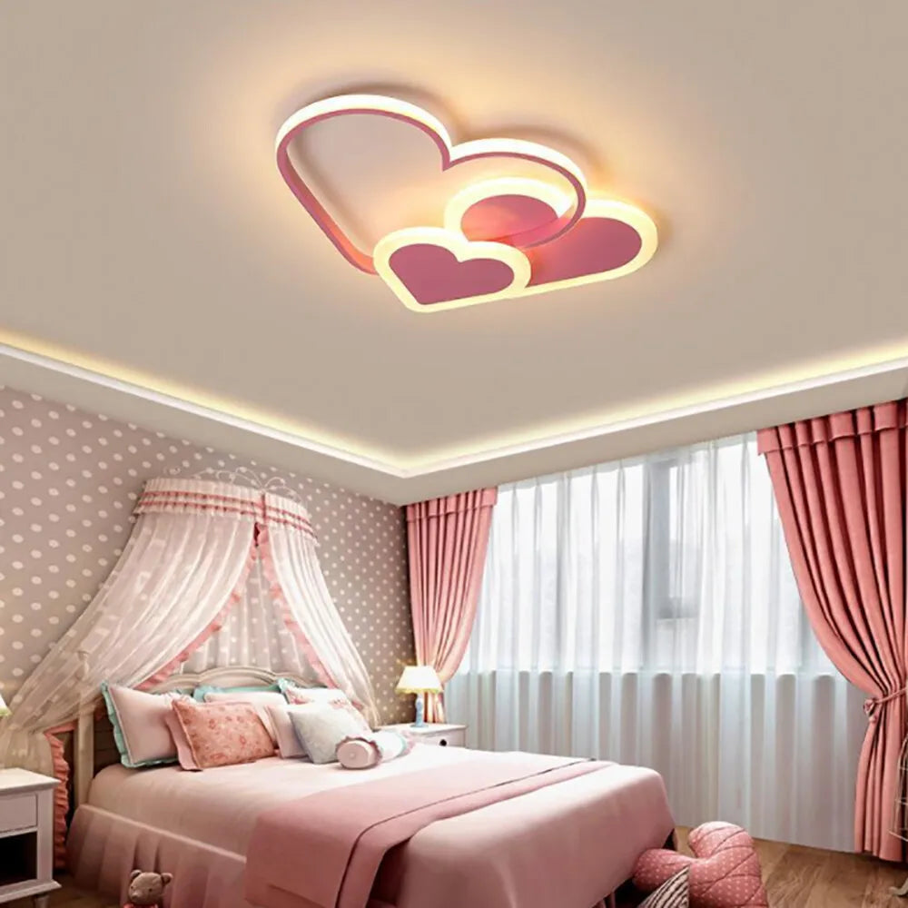 Heart-Shaped LED Ceiling Lamp with Remote Control Adjustable Color Temperature