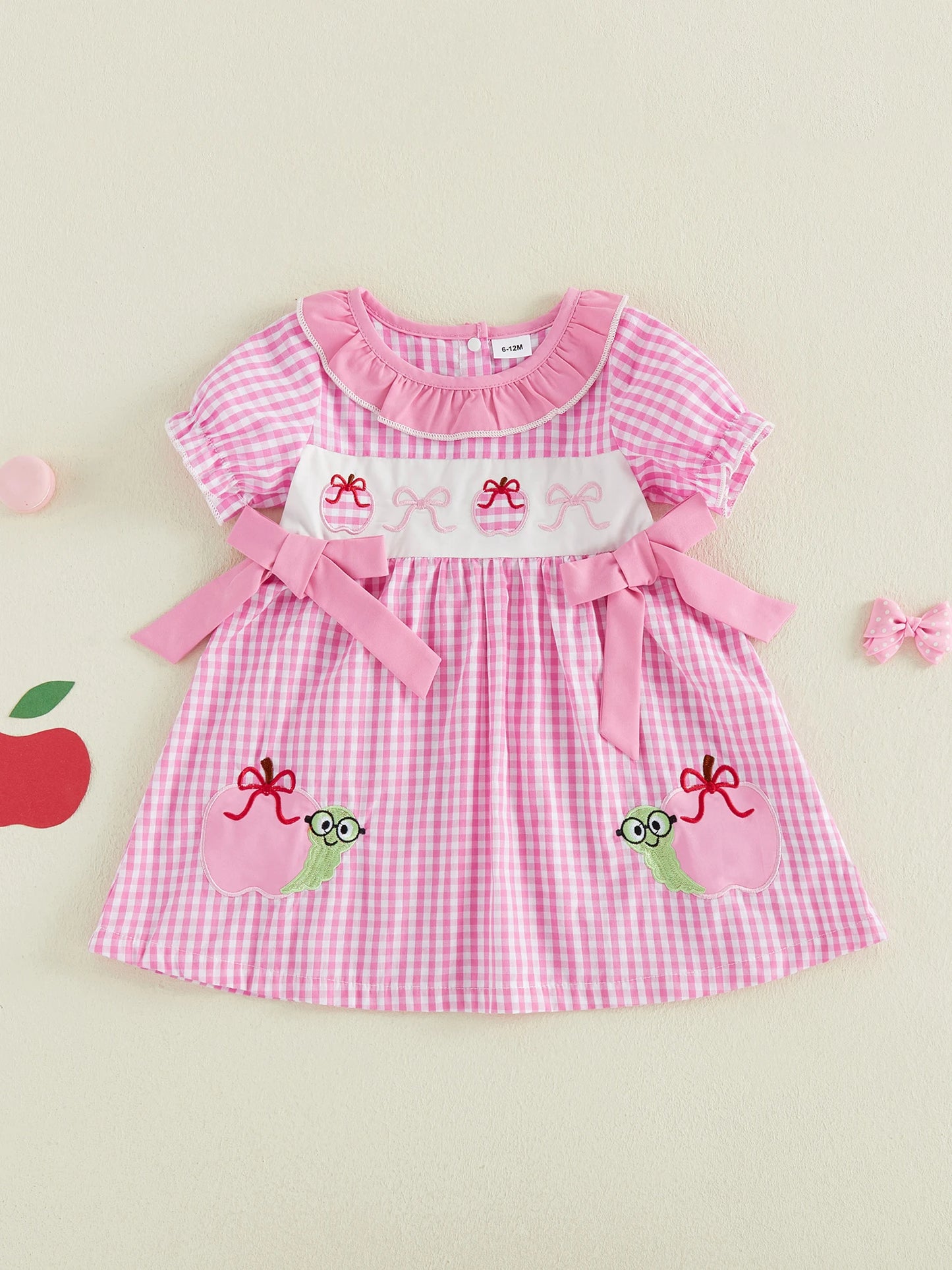 Short Clothes Embroidery Cute Bow Girls Back Girls Back To Cute Bow Short School Toddler-Summer Kids Girls Back