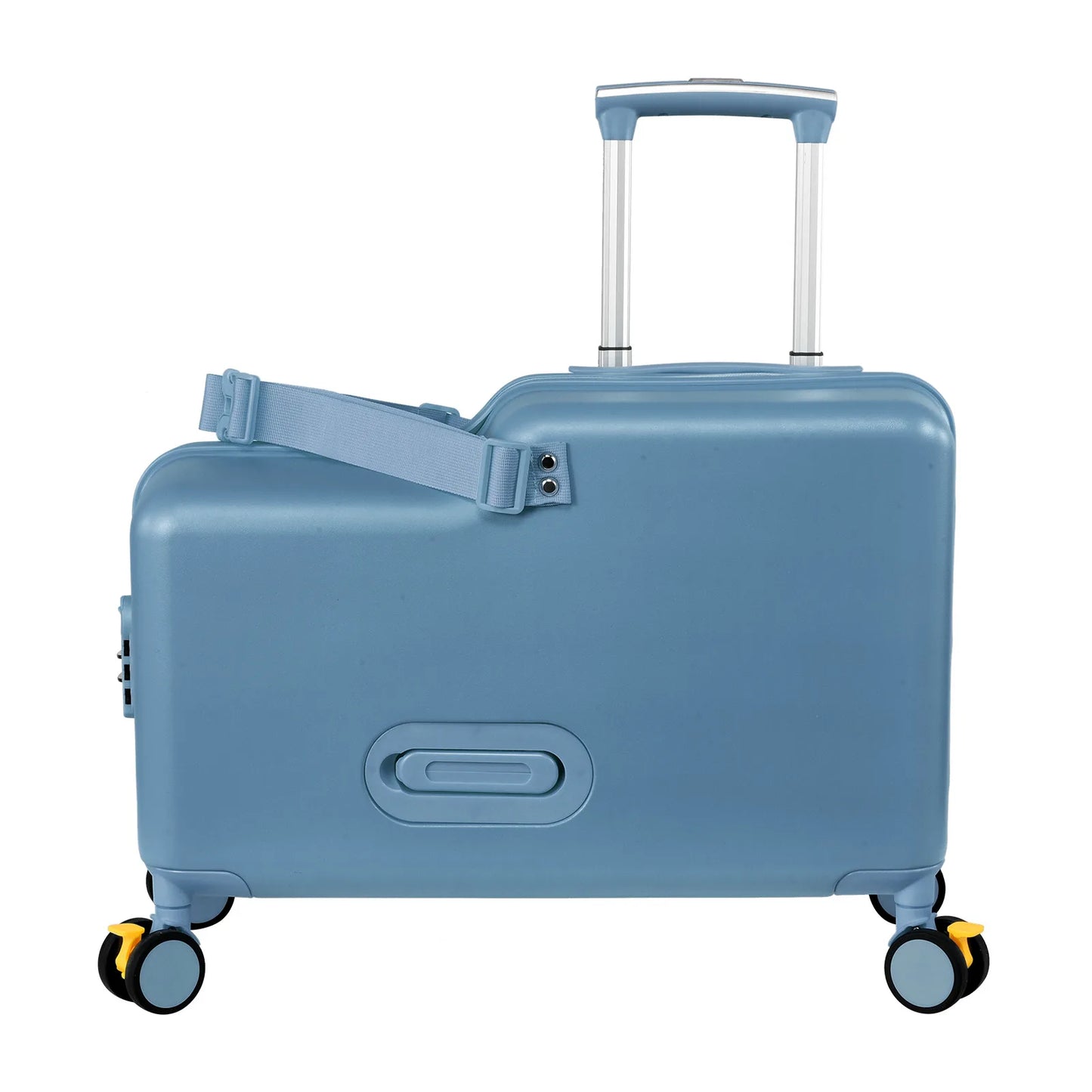 Kids Ride-On Suitcase Children's Travel Suitcase 20 Inch Travel Carrier Cabin Case with Foot Pedal, Wheels, Safe Harness Stroller
