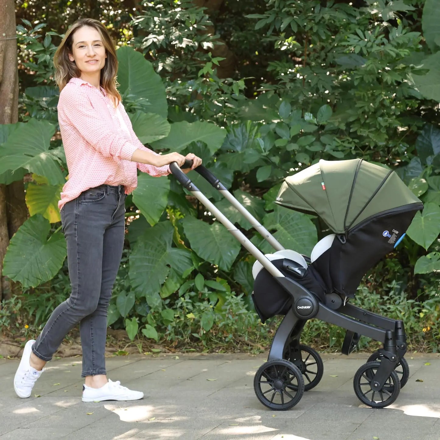 Camping cart, Foldable baby stroller, adjustable backrest, can be pushed in two directions, Suitable for traveling in autumn