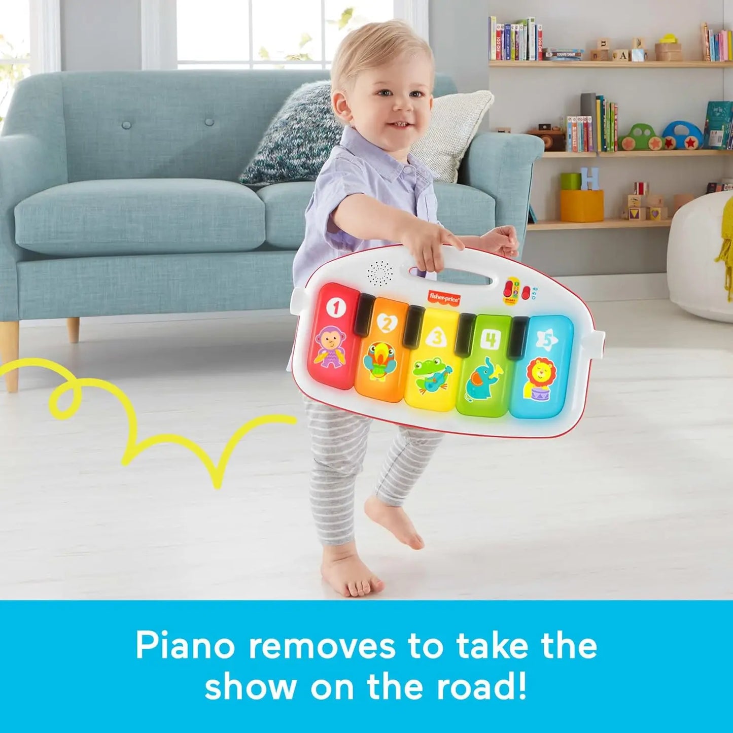 Deluxe Baby Playmat with Kick & Play Piano Gym and Soft Rattles for Newborns to Toddlers