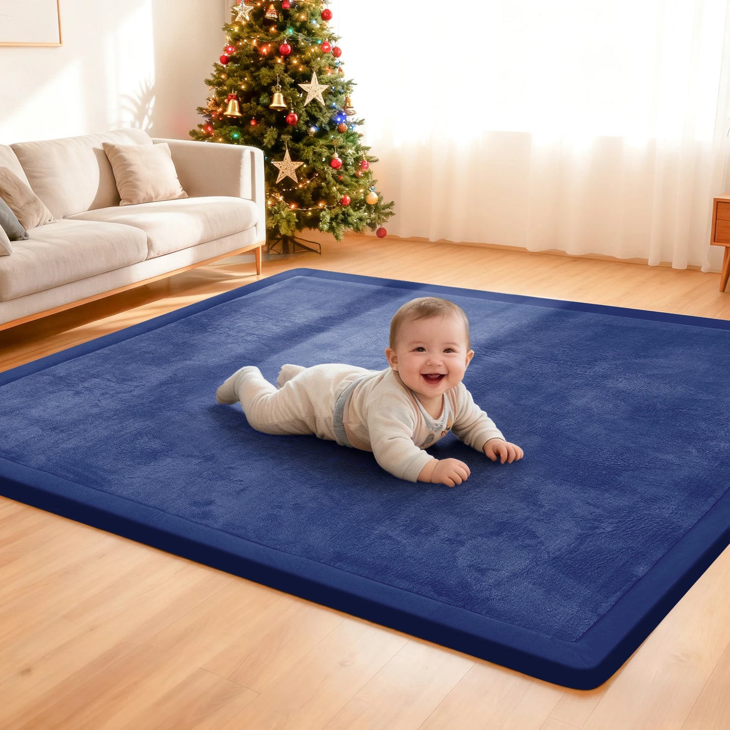 Thick 1.3" Large Carpet For Floor Non-Slip Baby Play Mat Tatami Memory Foam Soft Velvet Nursery Rug for Tummy Time