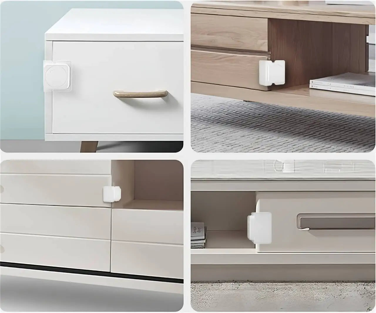 Baby Locks Child Safety Right Angle Locks Cabinet Drawer Door Latches (8-Pack)