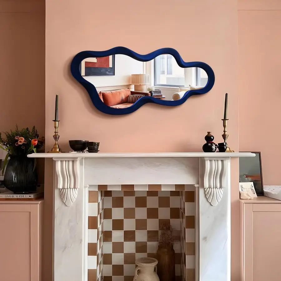 Room Mirrors for Wall Decor, 13.8x29.7 Wall Mounted Cloud Mirror Cute Hanging Wall Art