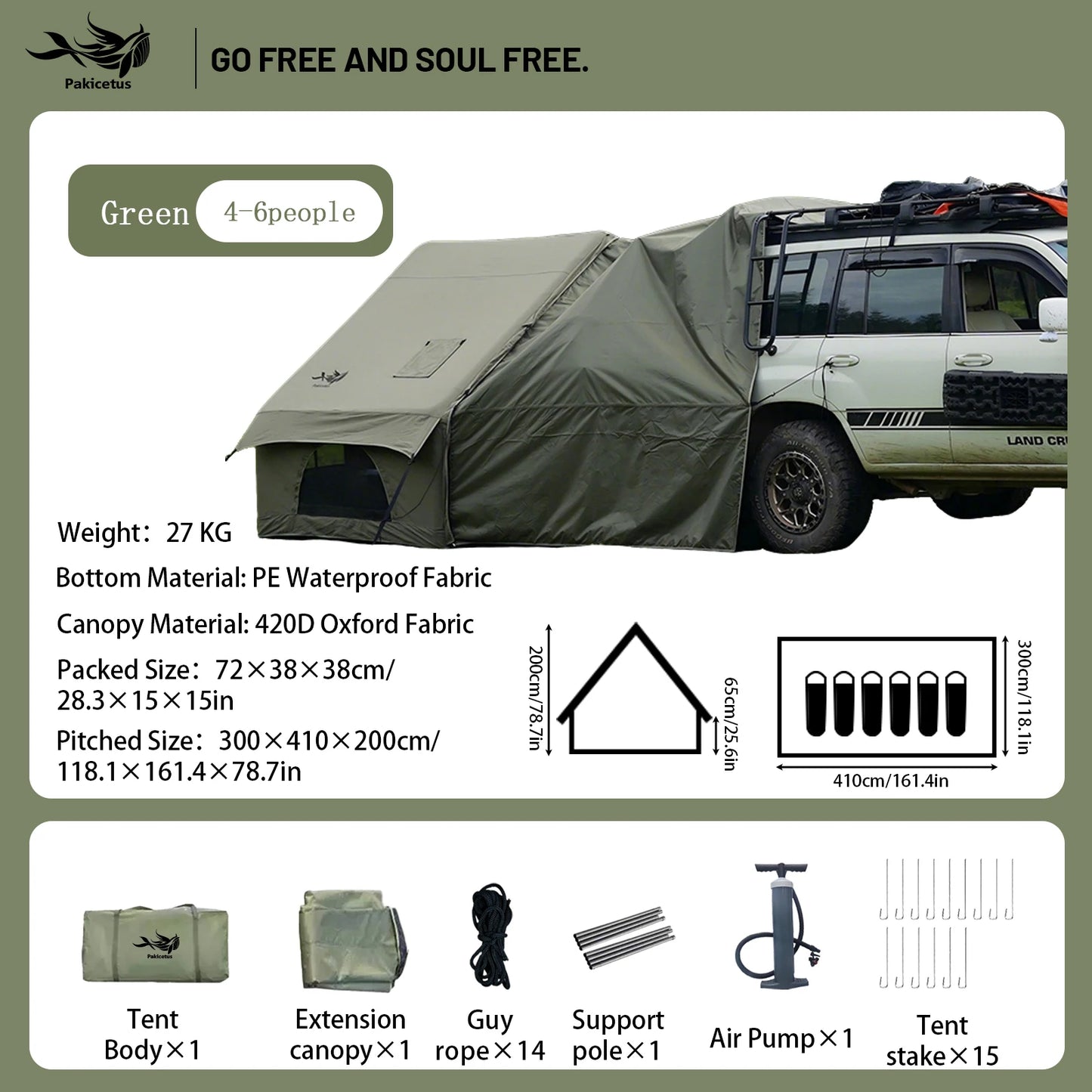PAKICETUS Large Inflatable Camping Tent with Skylight, Quick Air-Flow & Breathable Mesh Design, Summer Glamping Hot Tents