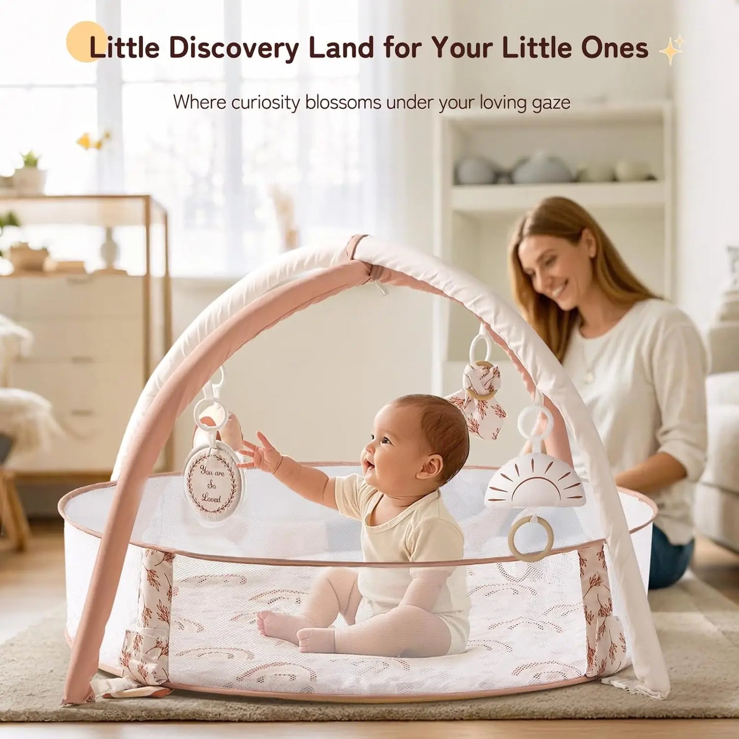 6-in-1 Large Baby Gym & Ball Pit, Play Mat with Milestone Cards for Sensory and Motor Skill Development