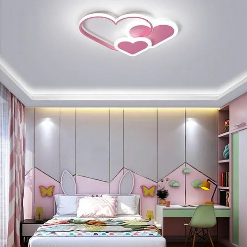 Heart-Shaped LED Ceiling Lamp with Remote Control Adjustable Color Temperature
