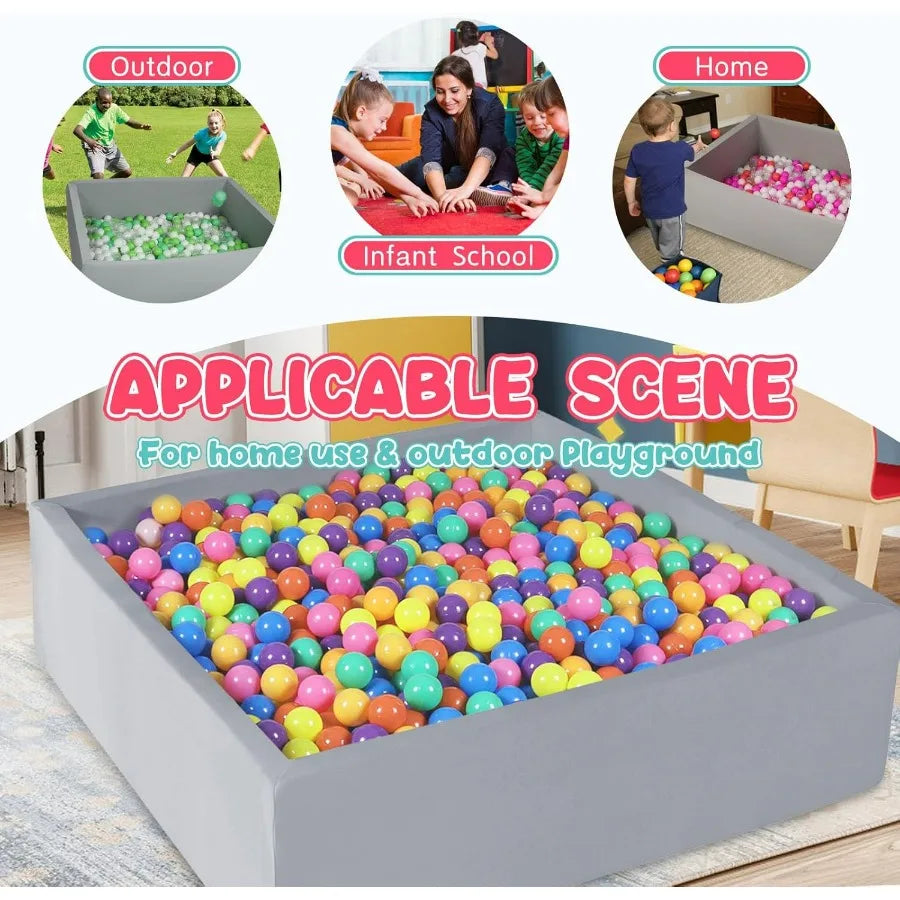 Foam Ball Pit for Toddlers 47.2 x 47.2 x 13.8 Large Square Ball Pits for Soft Baby Playpen Ball Pool Without Balls