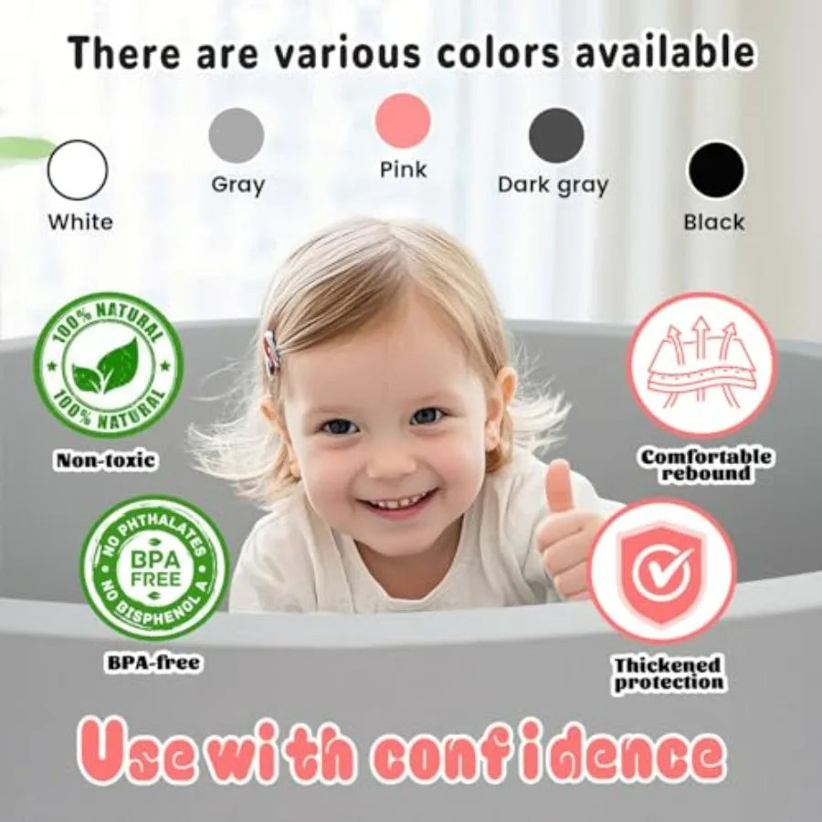 Square Foam Ball Pit for Toddlers Soft Play Toy Light Gray Ideal Gift for Kiddie Pool