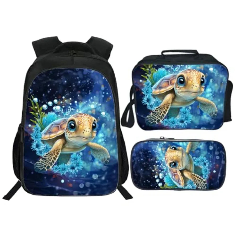 Backpack School Bookbag 16inch Schoolbag With Lunch Box Bag And Pencil Case Set For Boys Girls