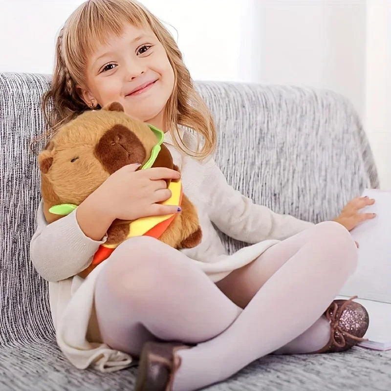 Hamburger Capybara Plush Toy - Stuffed Animal with Realistic