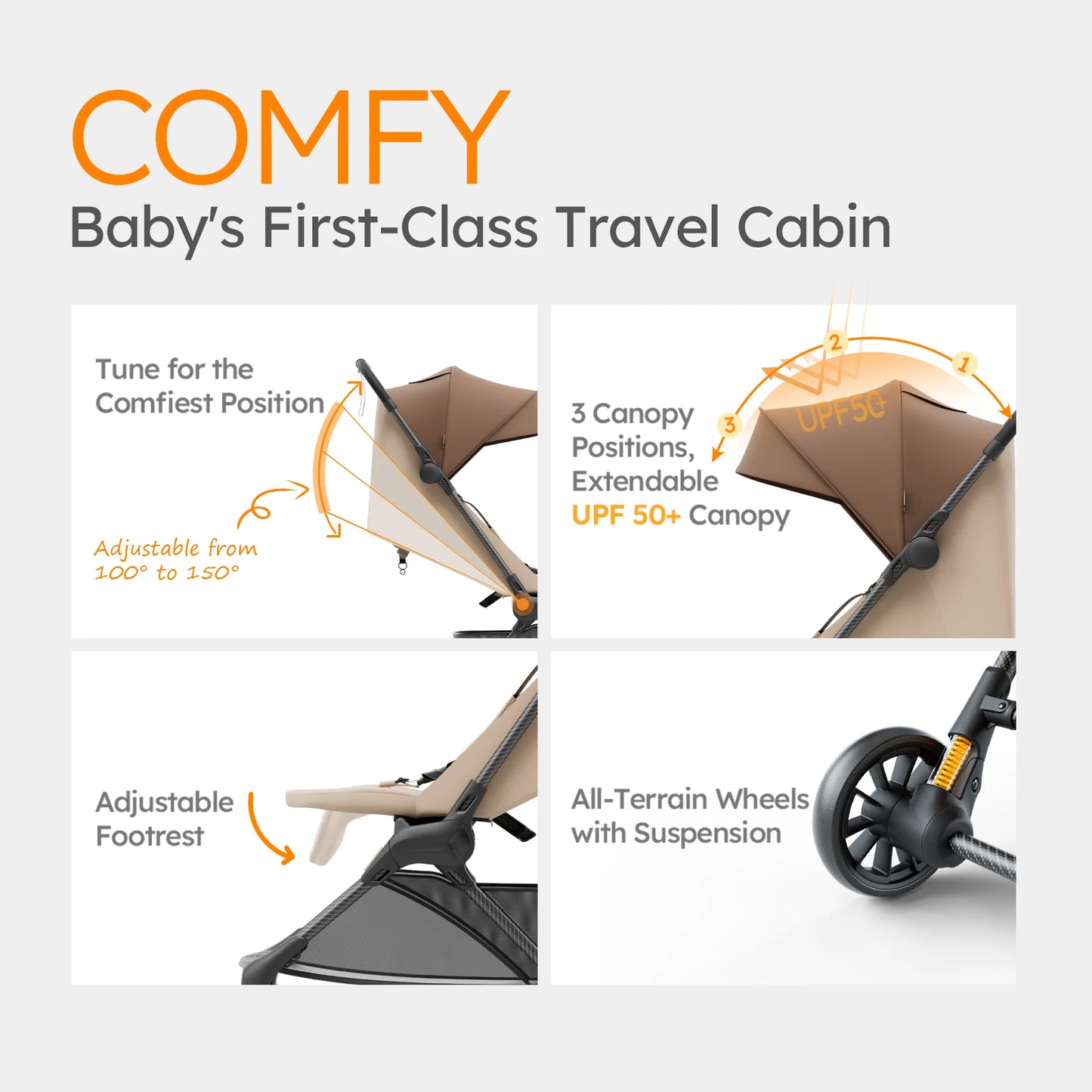 MAMAZING Ultra Air X Lightweight Travel Stroller Waterproof Fabric