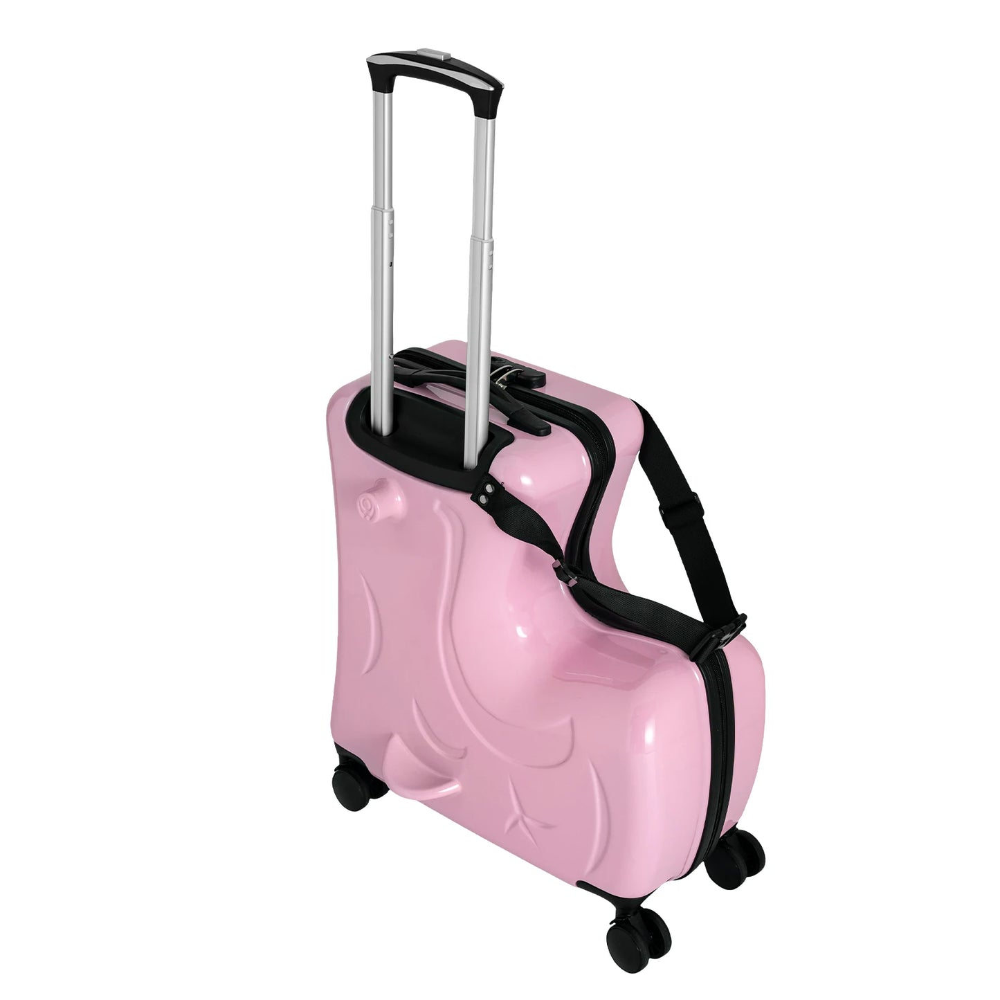 Ride-On Travel Suitcase for Kids 3-6 Years, 20" Large Capacity Hardshell Luggage with Safety Belt & 4 Silent Wheels