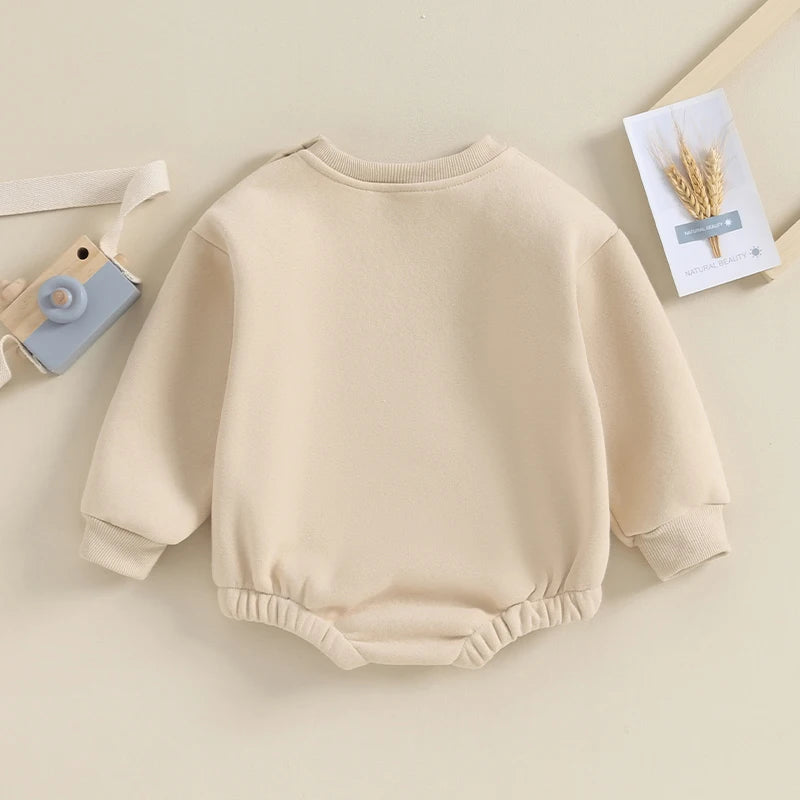 Newborn Baby Boys Girls Winter Jumpsuit Infant Warm Fleece Hooded Romper Toddler Solid Color Casual Outfit Coat