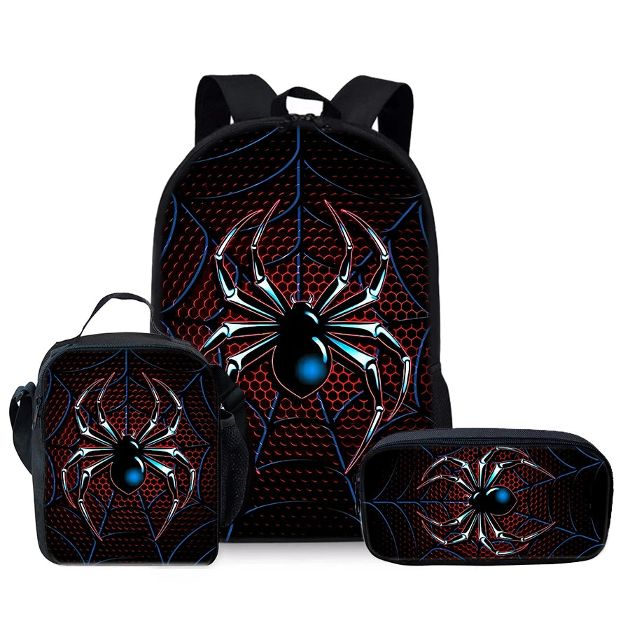 Spider Pattern Three-Piece Set Backpack