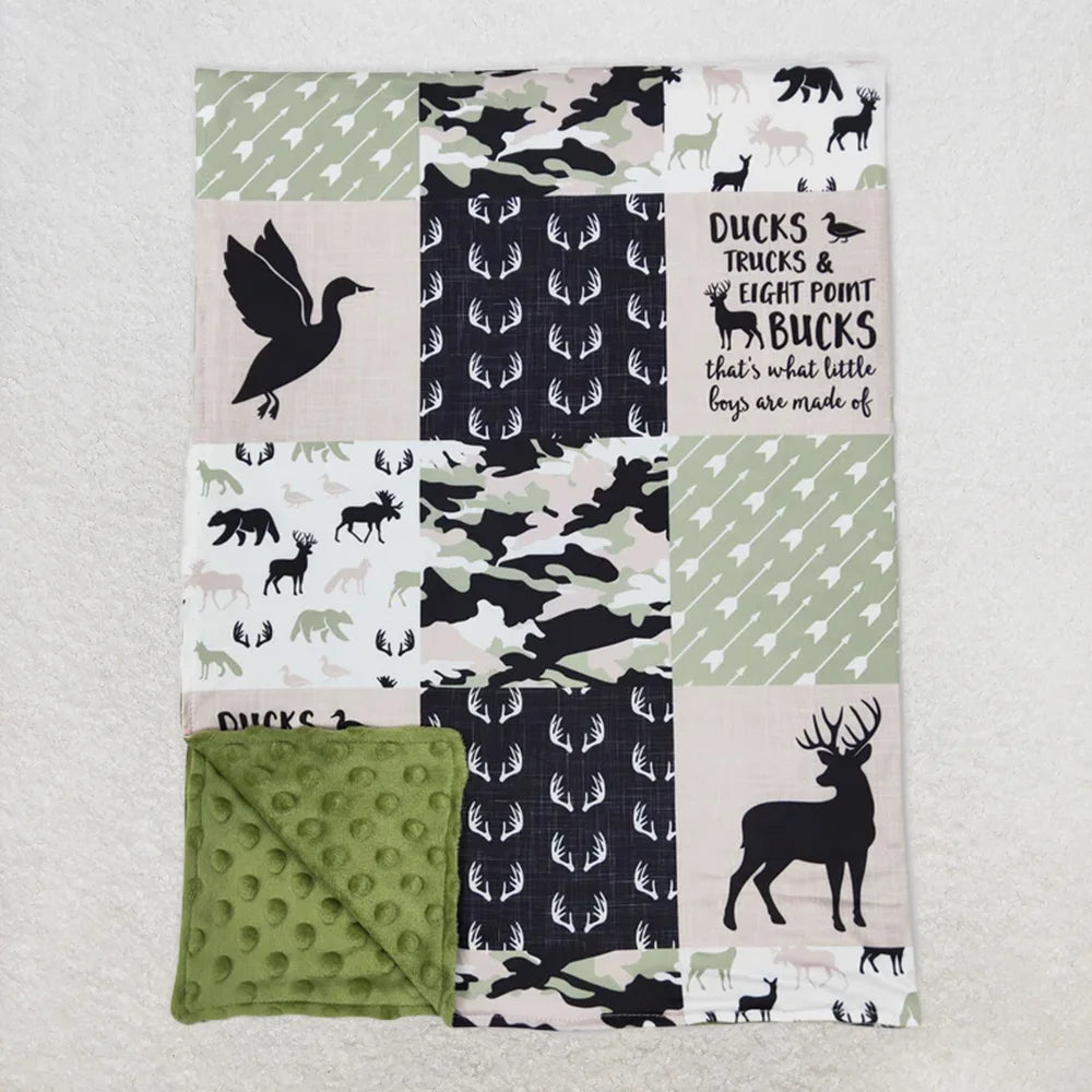 Deer Duck Camo Patchwork Baby Kids Blankets Soft Plush Lightweight Stroller Blanket
