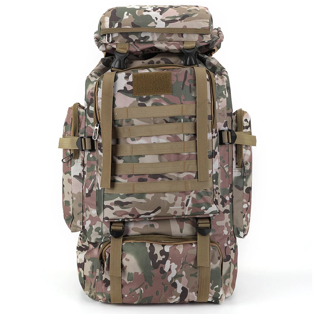 80L Mountaineering Backpack 600D Oxford Cloth Trekking Backpack Multiple Pockets Mountain Climbing Rucksack Travel Accessories