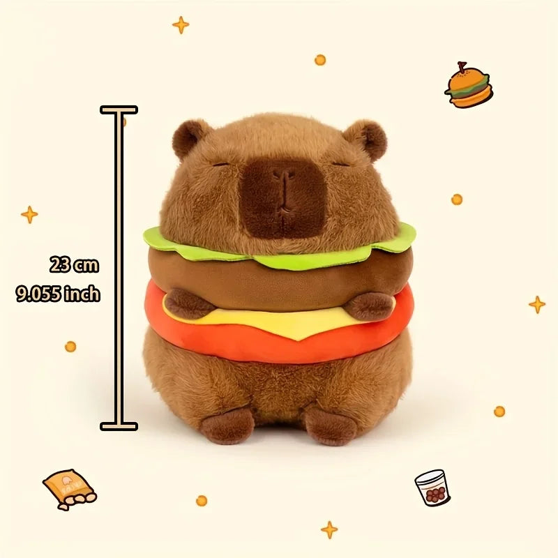 Hamburger Capybara Plush Toy - Stuffed Animal with Realistic