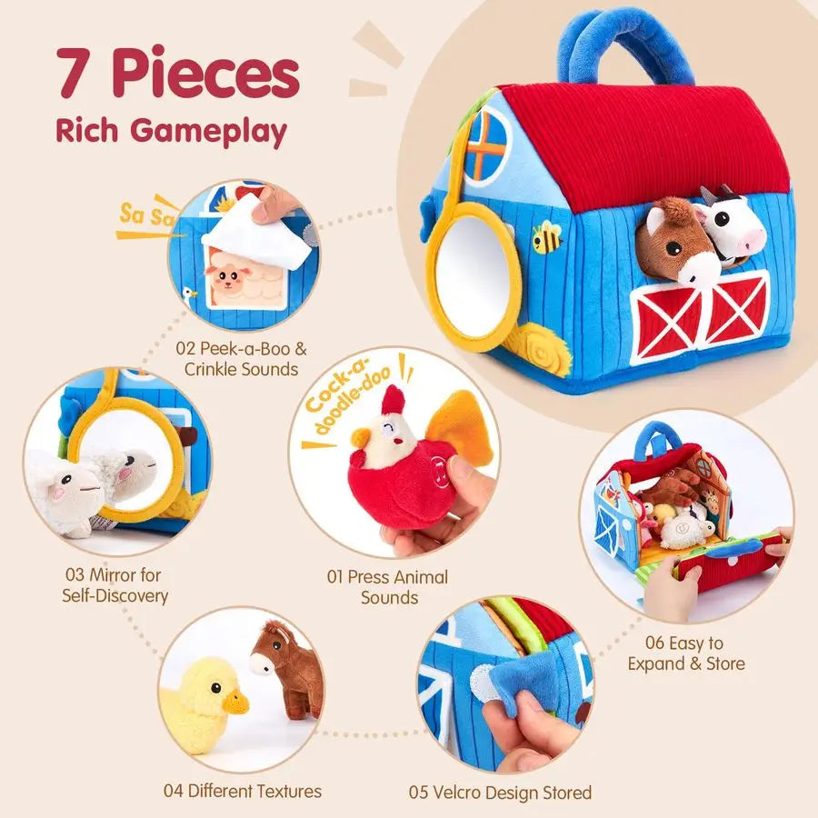 Baby Toys 612 Months Surprise Barn with Stuffed Farm Animals with Real Sounds Montessori Toys for 6 Month Old Baby 1 Year