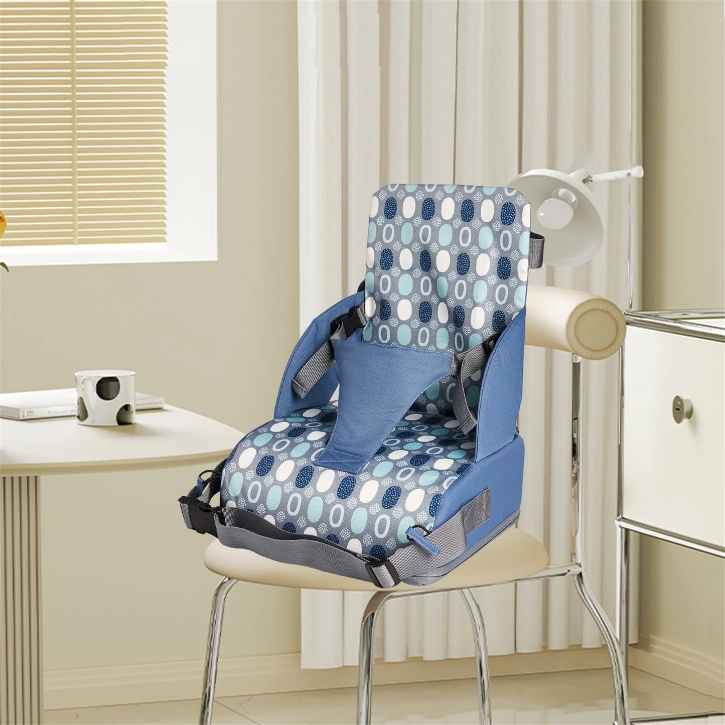 Portable Toddler Booster Seat with Non-Slip Bottom and Safety Straps for Dining Table - Comfortable Baby Booster Seat
