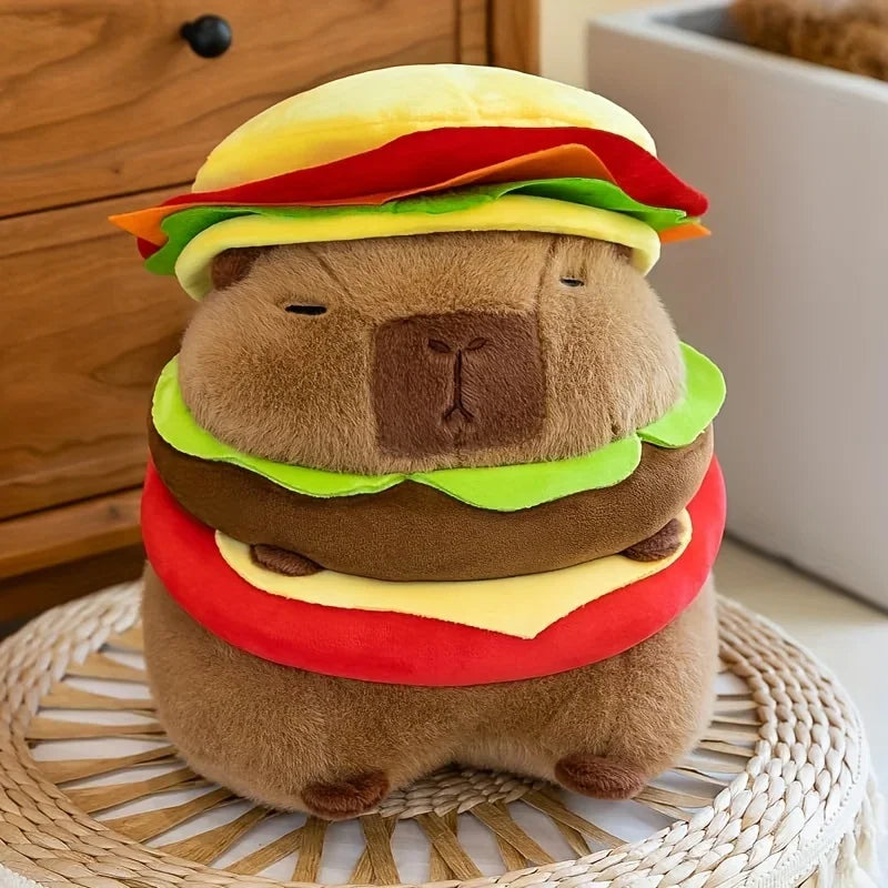 Hamburger Capybara Plush Toy - Stuffed Animal with Realistic